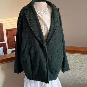 free people forest green oversized coat jacket blazer size small oversized boho